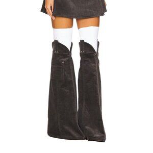 PRIVATE POLICY Corduroy Leg Warmers in Grey X-Small New Womens Knee High socks